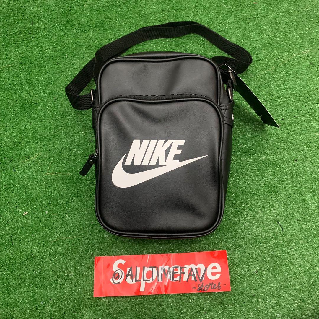 Nike Sling Bag Leather Black Original BNWT, Fesyen Pria, Tas & Dompet