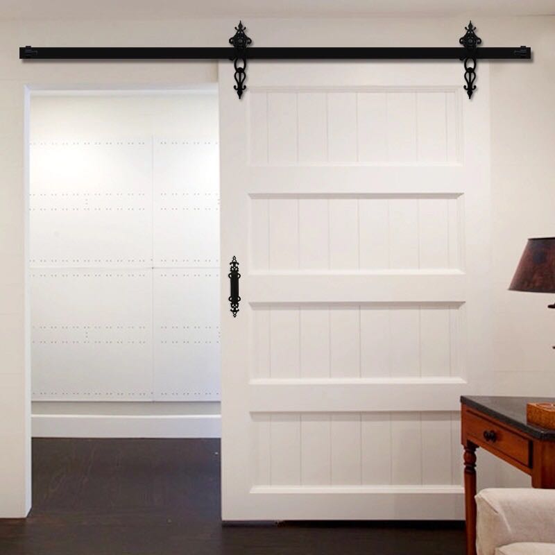 Ornate Cut Barn Door Harware Kit with Soft Close Mechanism, Furniture