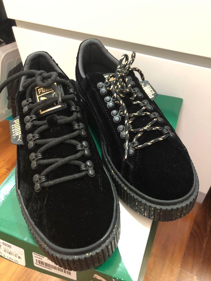 Puma Basket Platform Velvet Team Gold Women s Fashion Footwear
