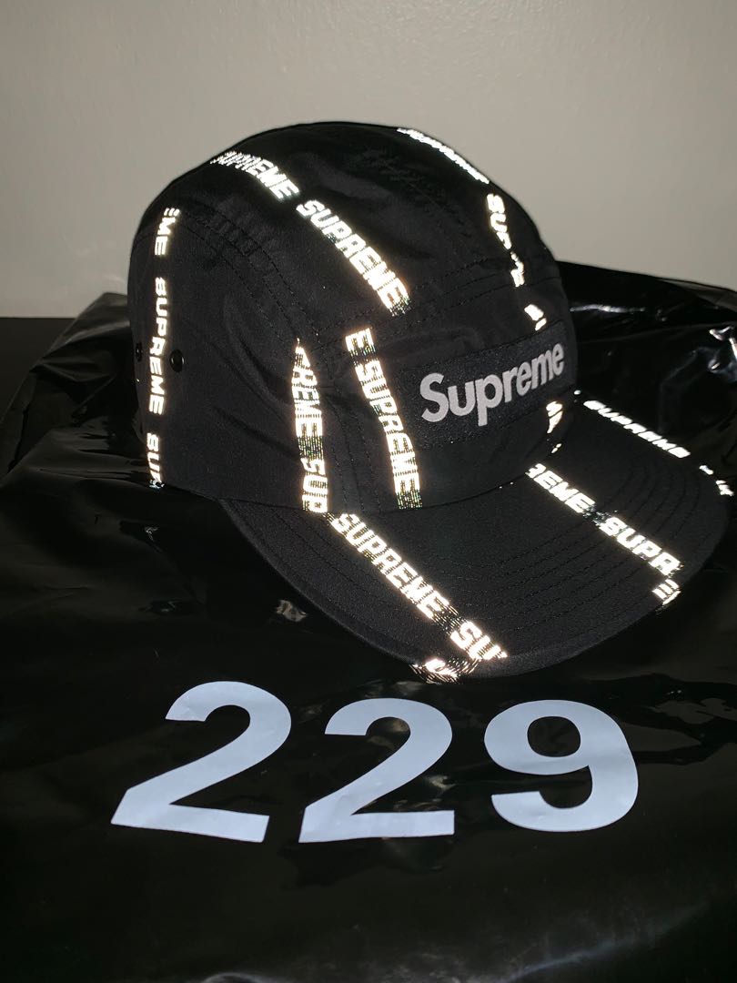 supreme reflective camp cap black