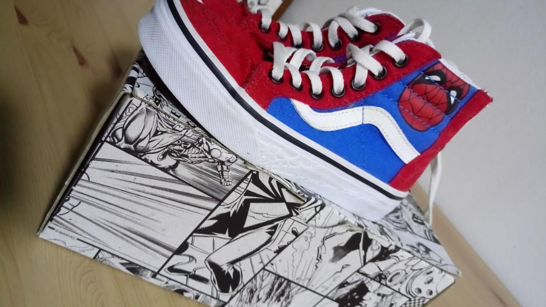Vans spiderman highcut Shoe, Babies u0026 Kids, Babies u0026 Kids Fashion on  Carousell