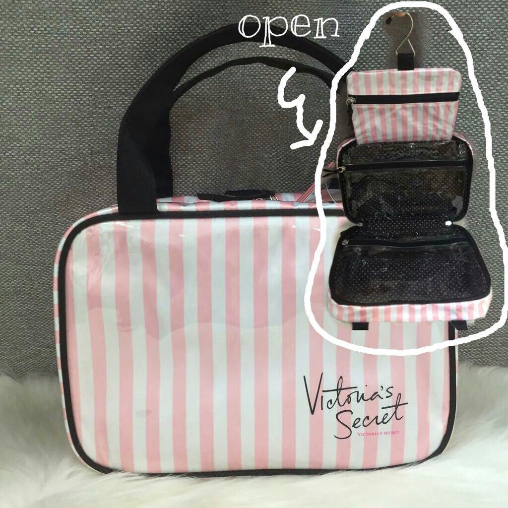 VICTORIA S SECRET Makeup Bag Pink & White Stripes