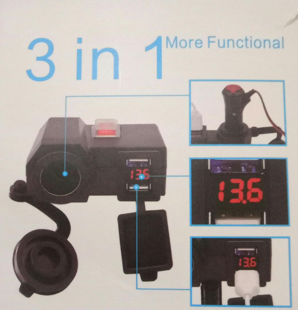 Waterproof Motorcycle Dual Usb Charger 12v Cigarette Lighter Dual Usb Power Socket Charger Motorcycles Motorcycle Accessories On Carousell