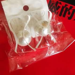 【斷捨離-全新】透明荷葉仿珍珠耳釘