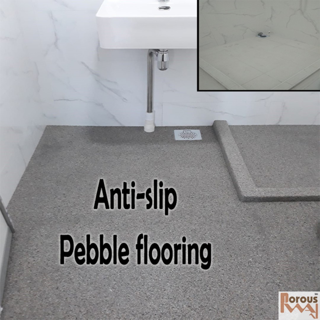 Anti slip flooring for elderly HDB Toilet antislip overlay