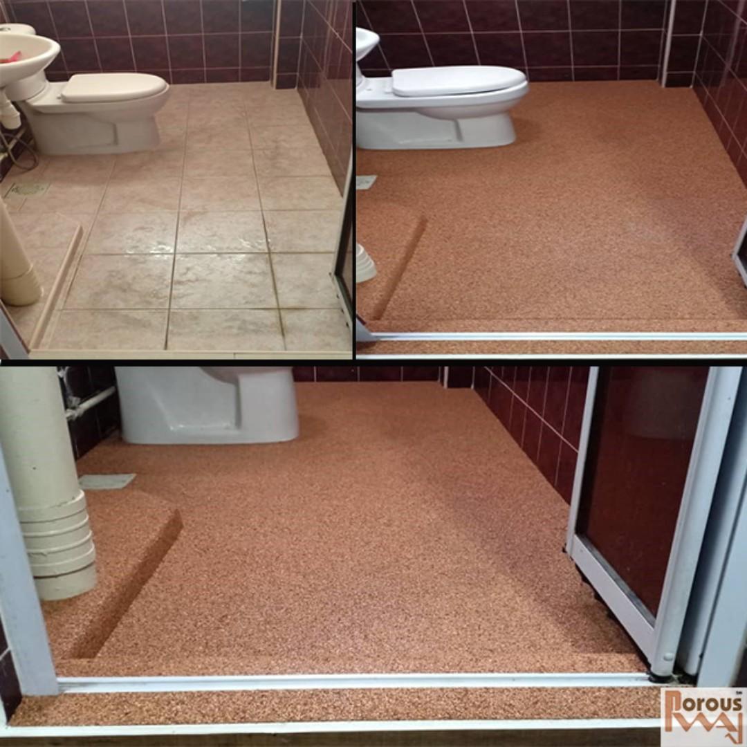 Anti slip flooring for elderly HDB Toilet antislip overlay