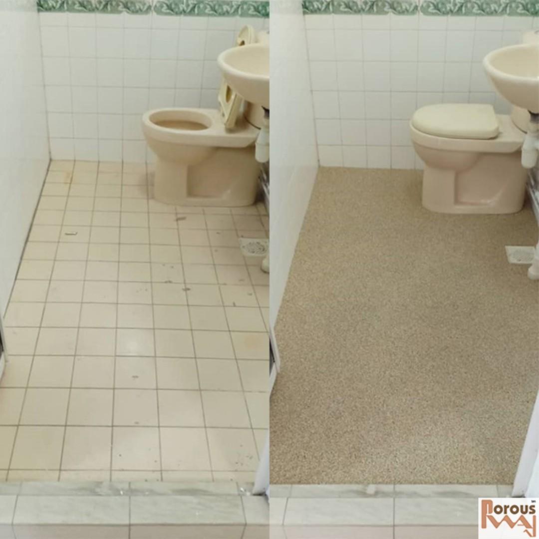 Anti slip flooring for elderly HDB Toilet antislip overlay