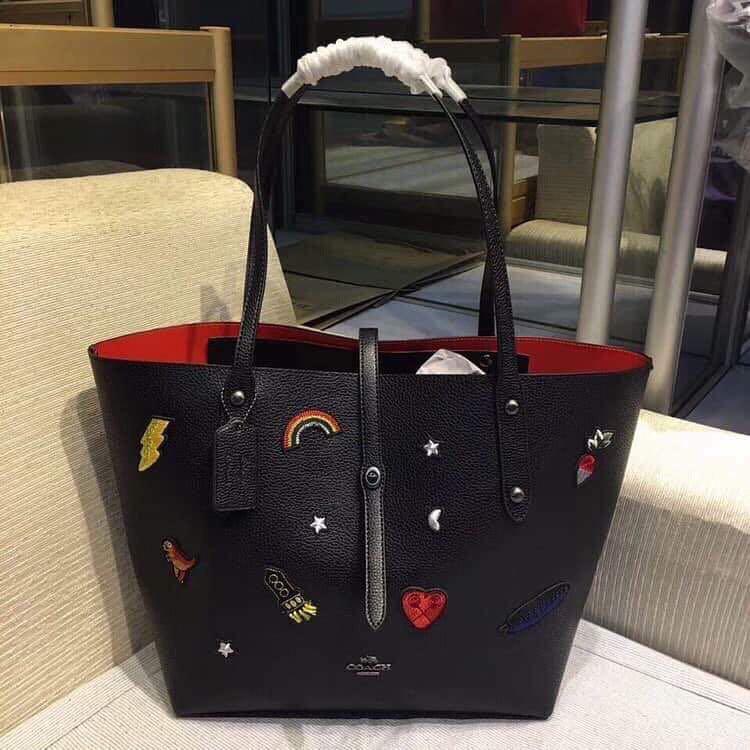 Coach neverfull black leather with zip, Women's Fashion, Bags & Wallets,  Purses & Pouches on Carousell
