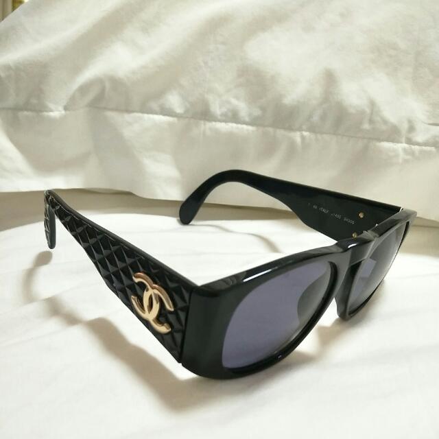 Chanel Vintage Black 01450 Quilted Sunglasses (95 BRL) ❤ liked on