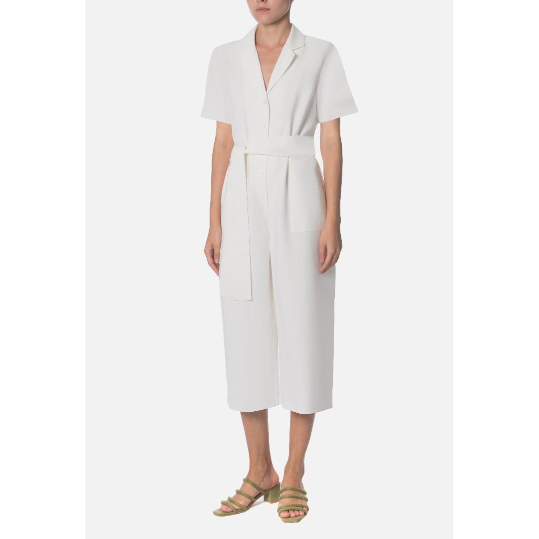 white button down jumpsuit