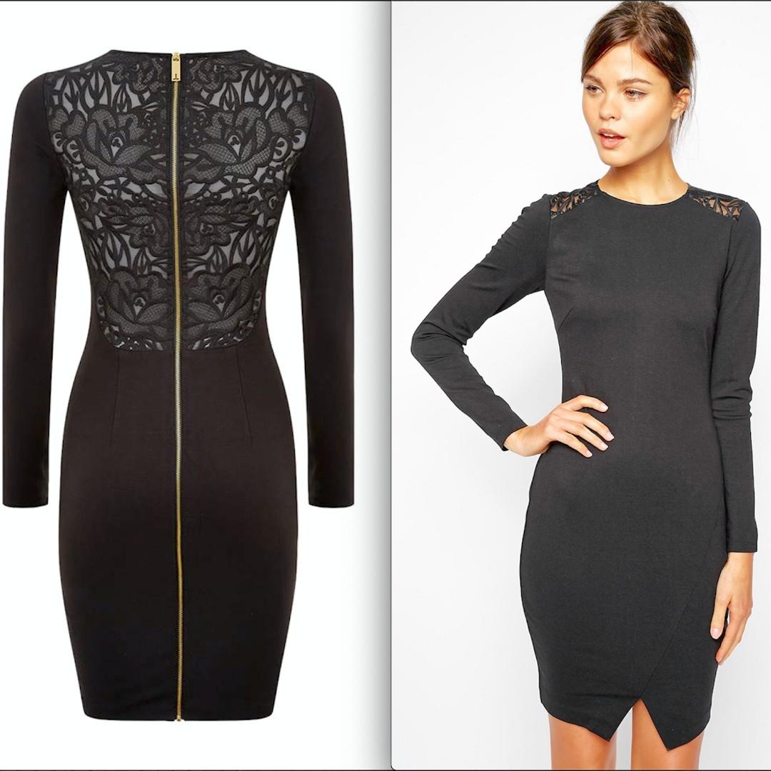 ted baker black dress long sleeve