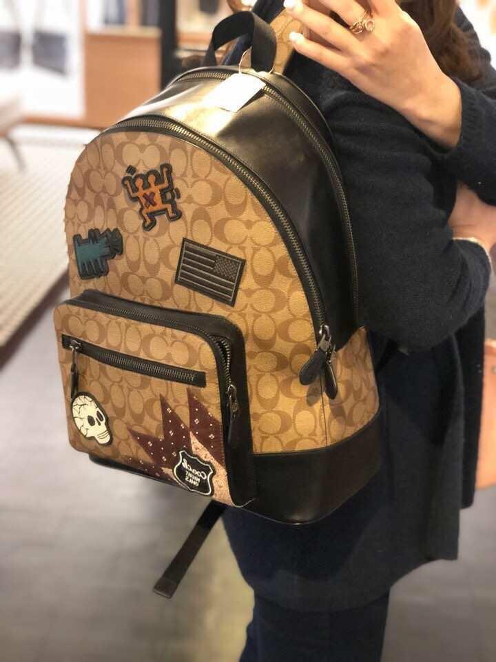 coach backpack with patches