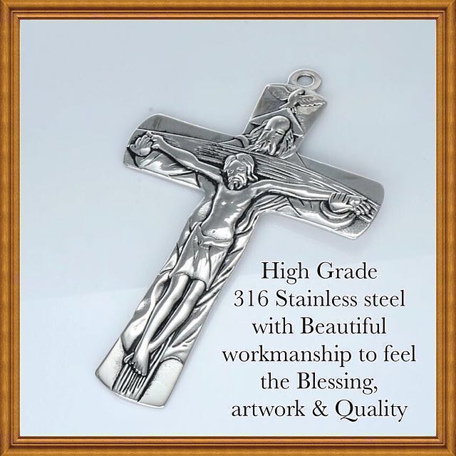 Door Mount Solid Stainless Steel Holy Trinity Crucifix, Hobbies & Toys, Memorabilia