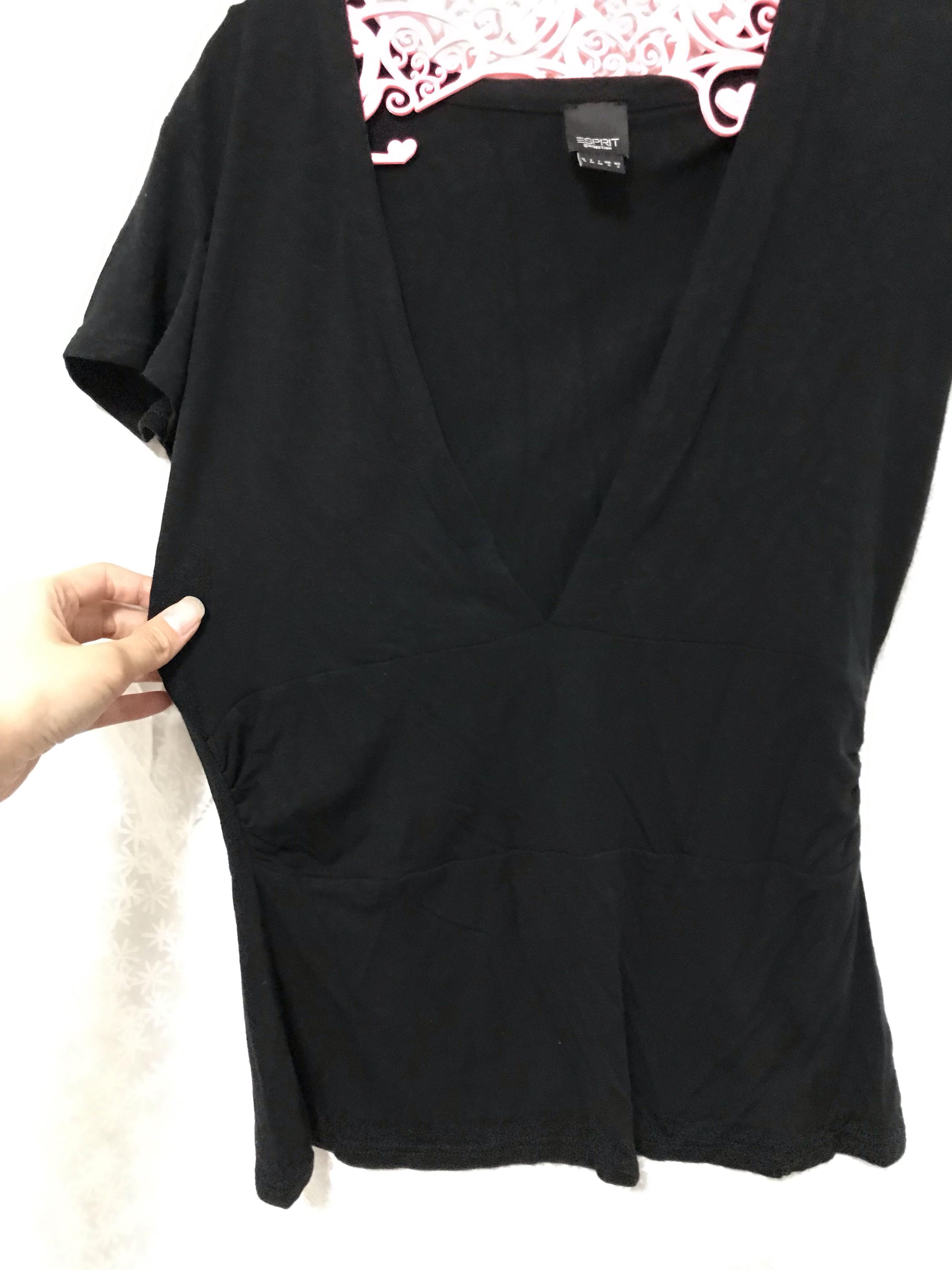 deep v neck black top
