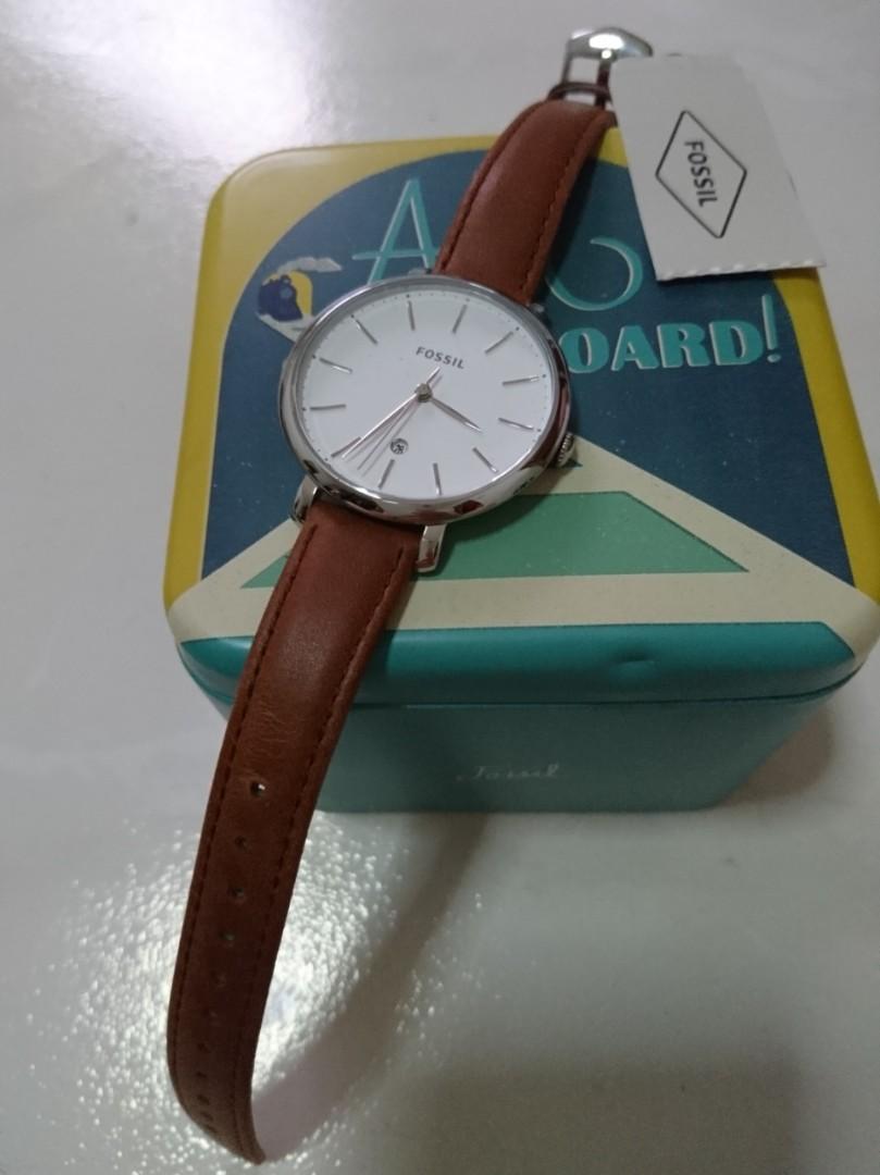 Fossil Jacqueline ES 4368 Leather Strap 36mm Diameter Authentic