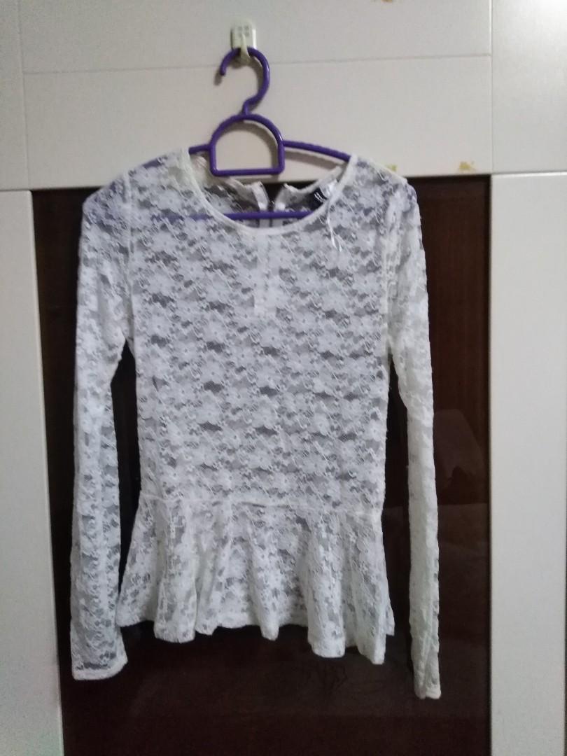 lace peplum top long sleeve