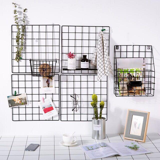 Instocks Black Wire Wall Grid Organiser Storage Rack Design