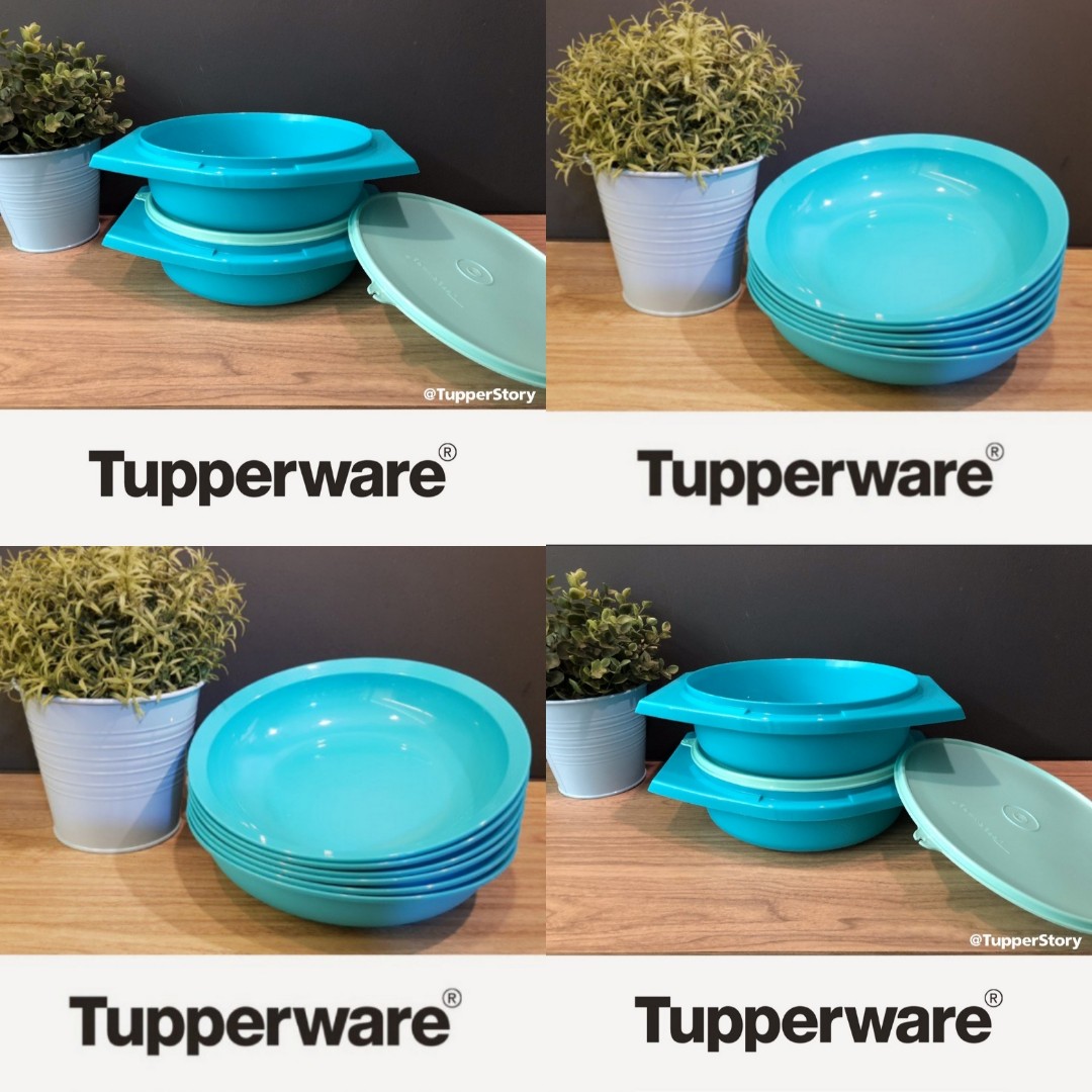 Tupperware Joy Keeper Round Server (3) & Plate O Bowl (6), Furniture
