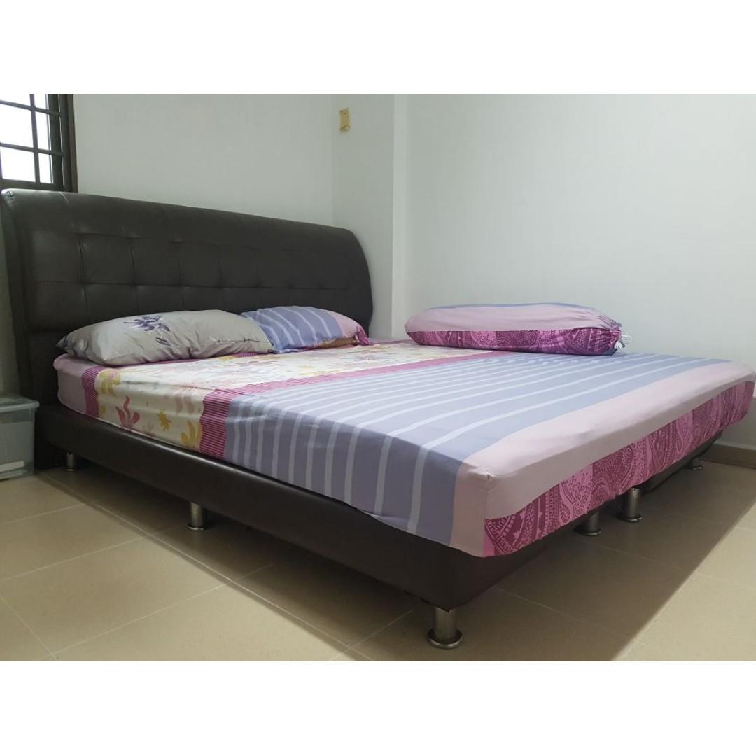 King Size Bed Frame With Ikea Mattress Furniture Beds Mattresses On Carousell