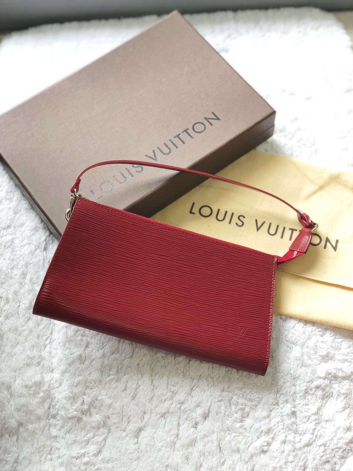 louis vuitton red epi leather pochette
