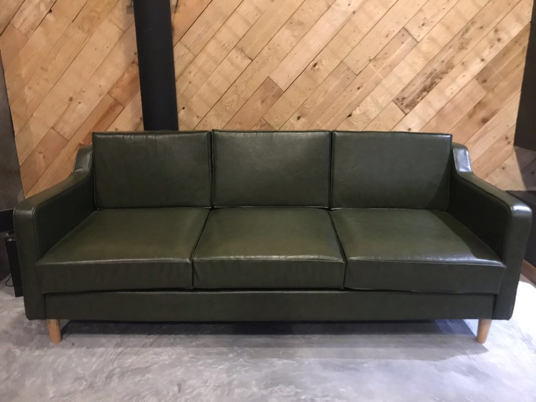 Olive Green Leather Sofa Furniture, Green Leather Couches