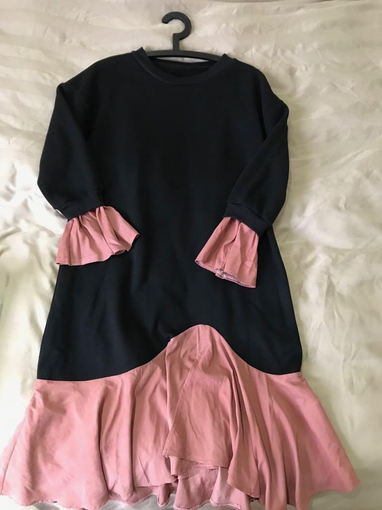 Oversized Long Dress With Split Design In Front Women S Fashion