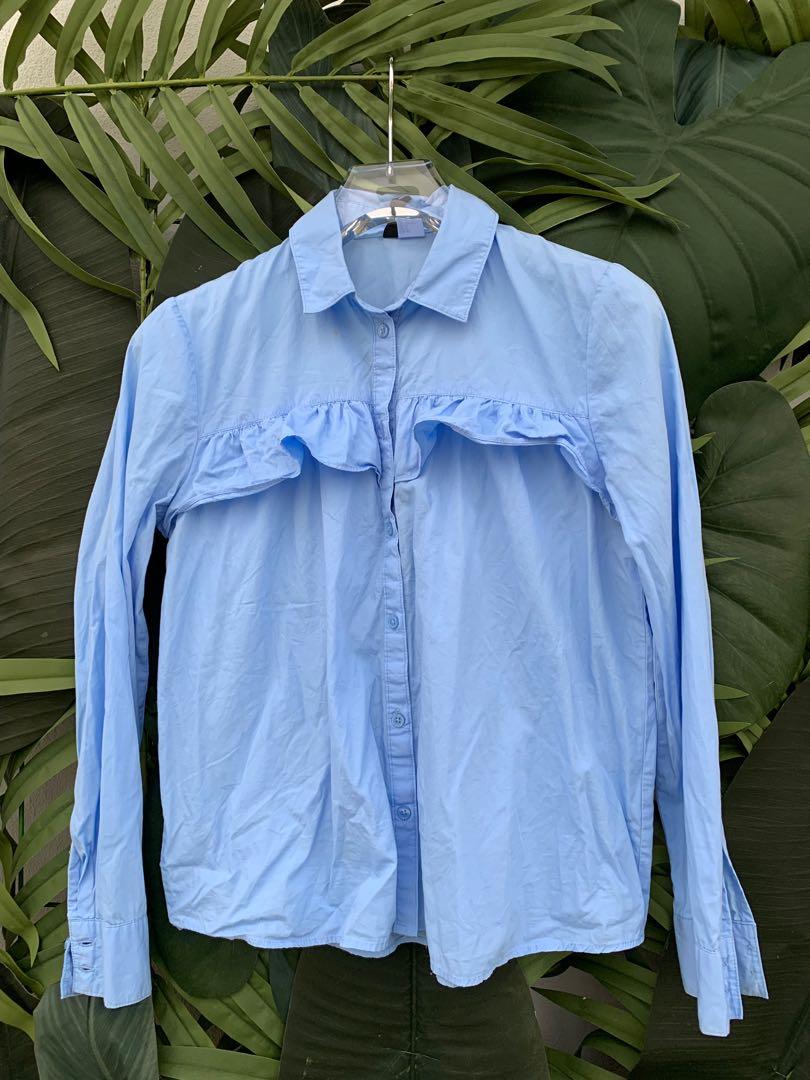 Ruffle on Chest Blouse, Women's Fashion, Tops, Blouses on Carousell