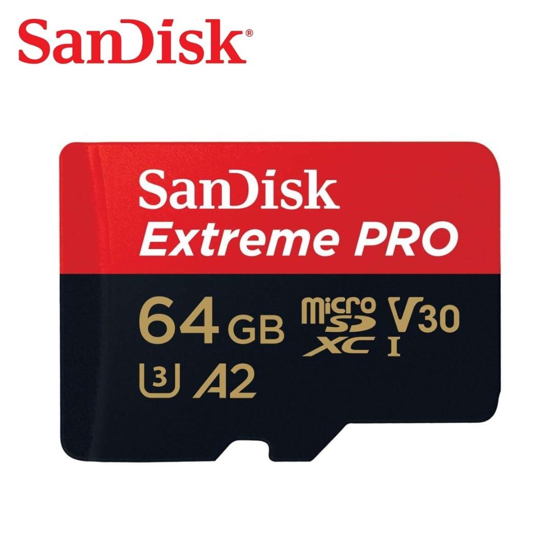 SANDISK Extreme PRO 64GB A2 V30 U3 Micro SD MicroSDXC 4K Memory