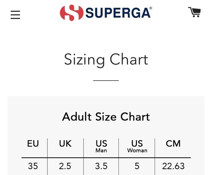 superga sizing chart