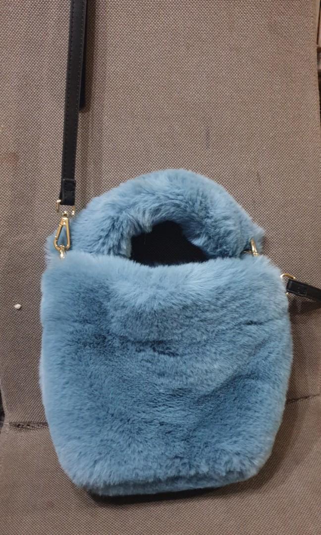 topshop blue fur bag