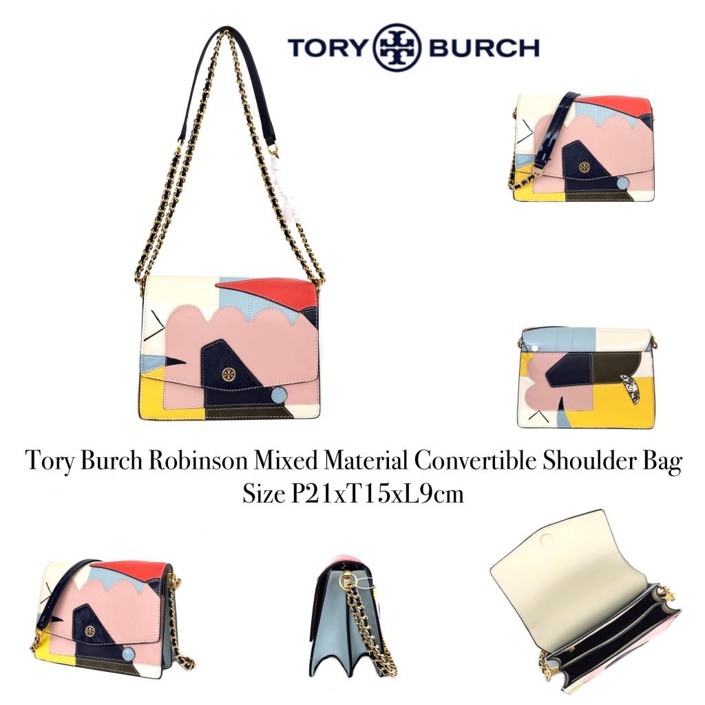 Tory Burch Robinson Mixed Material Convertible Shoulder Bag 2024