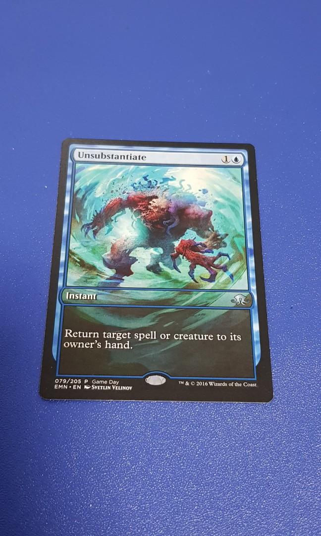 Unsubstantiate Promo Mtg Magic The Gathering Toys Games Board Games Cards On Carousell Unsubstantiate (eldritch moon game day participation promo card) mtg: carousell