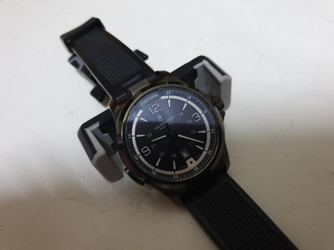Victorinox swiss army men's watch night vision black dial strap quartz 241664 sales