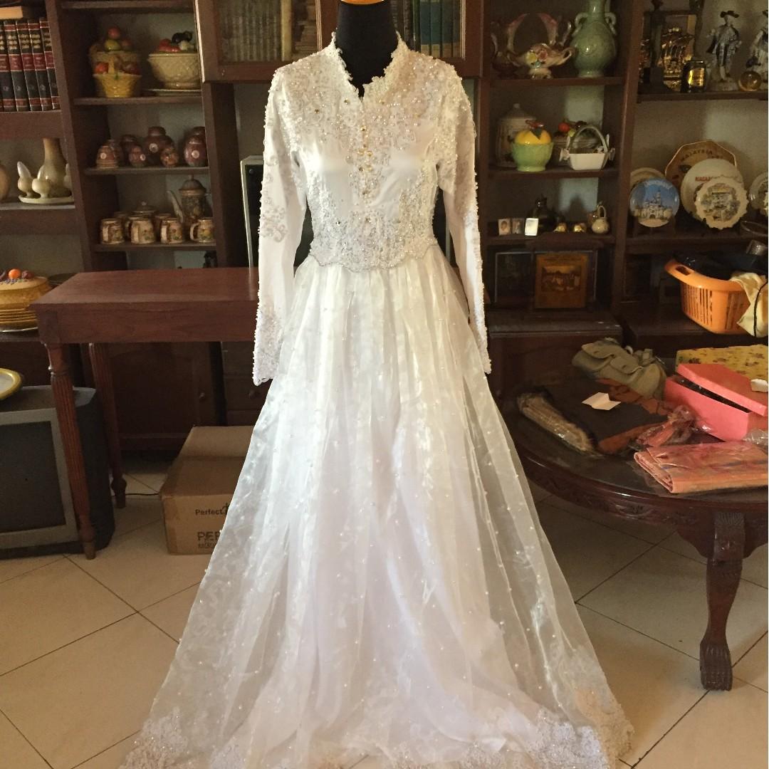 Wedding Dress Gaun Pengantin Muslimah Fesyen Wanita Pakaian Wanita Gaun Rok Di Carousell