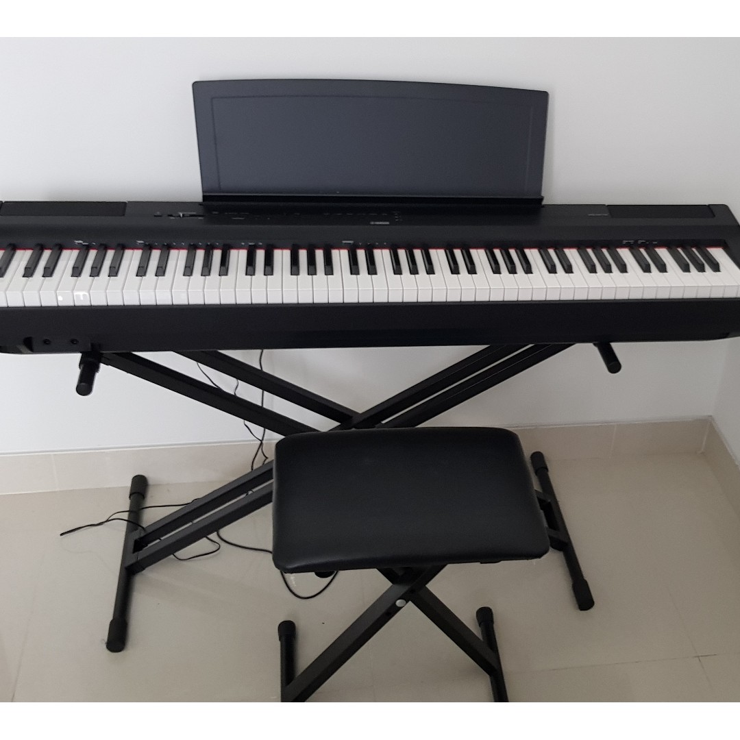 Yamaha P-125 Ultra Deluxe Piano Pack with Headphones, Stand, Bench,Keyboard  Cover,and Sustian Pedal