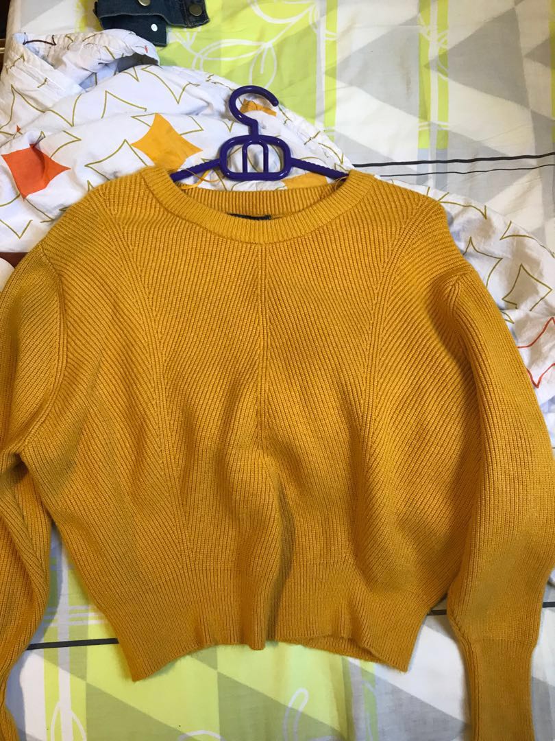 zara yellow knit sweater