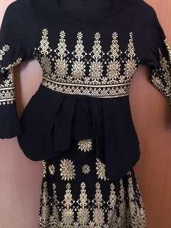Black/Gold Peplum dress for kids