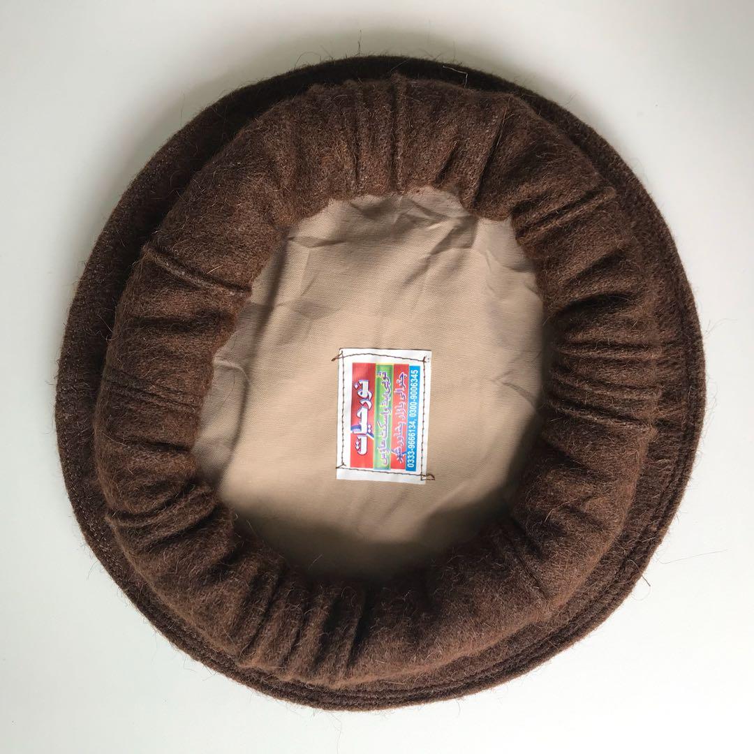 Chapeau Afghan Pakul Traditionnel - 100% Laine - Taille Unique - Beige - Neuf Sans étiquette