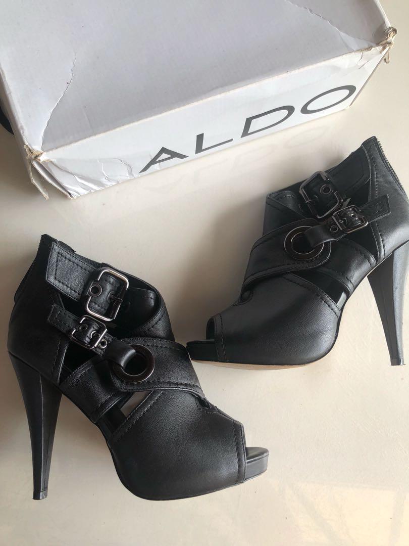 black strappy bootie heels