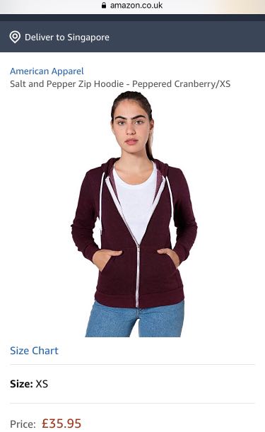 American Apparel Salt and Pepper Zip Hoodie Colour Brushed