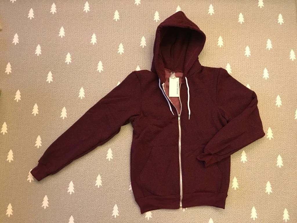 American Apparel Salt and Pepper Zip Hoodie Colour Brushed Peppered Cranberry