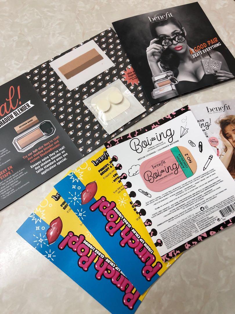 Benefit Tester Bundle (Category: Makeup) located in Cebu City. Submitted by donnalyc (Listing ID 222159962, Image 2). Description: 2 Beyond Nude Duo Shadow Blender 2 Boi-ing Airbrush Concealer No. 2 2 Punch Pop Liquid Lip Color.