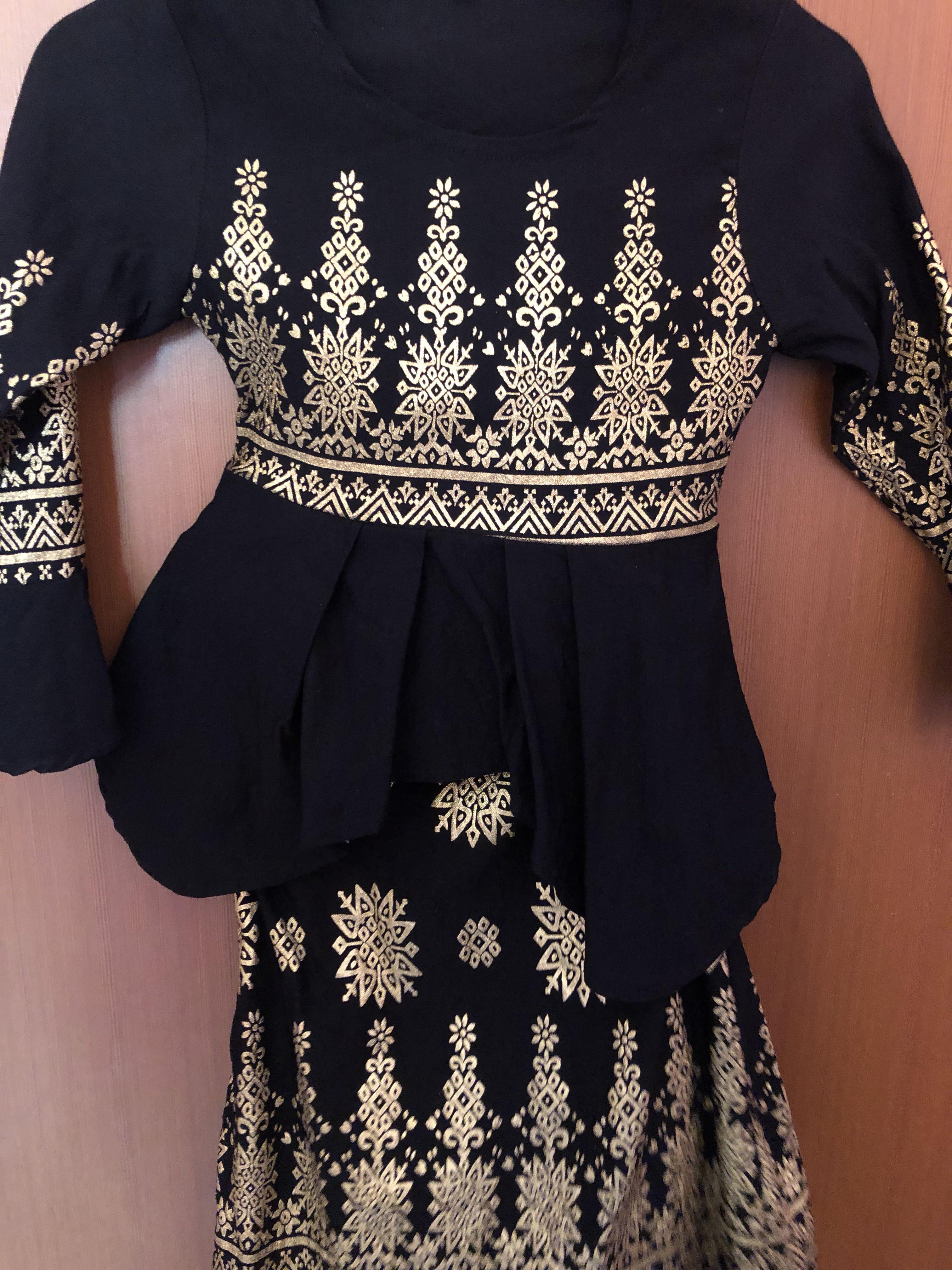 Black and store gold peplum dress