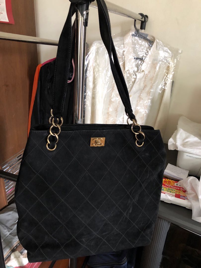 Chanel suede black shoulder bag, Luxury, Bags & Wallets on Carousell