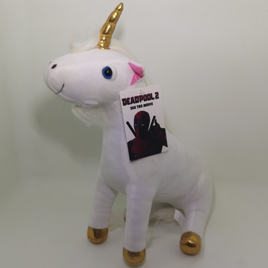 deadpool with unicorn plush