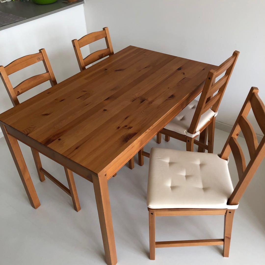 Dining table with 4 chairs Ikea Jokkmokk, Furniture & Home Living, Furniture, Tables & Sets on
