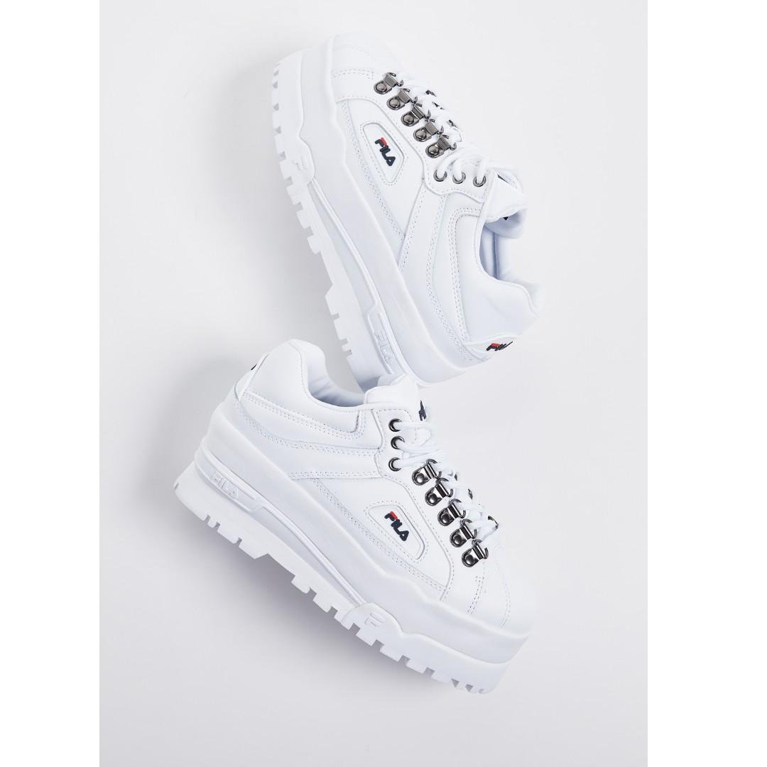 Fila trailblazer white wedge trainers top