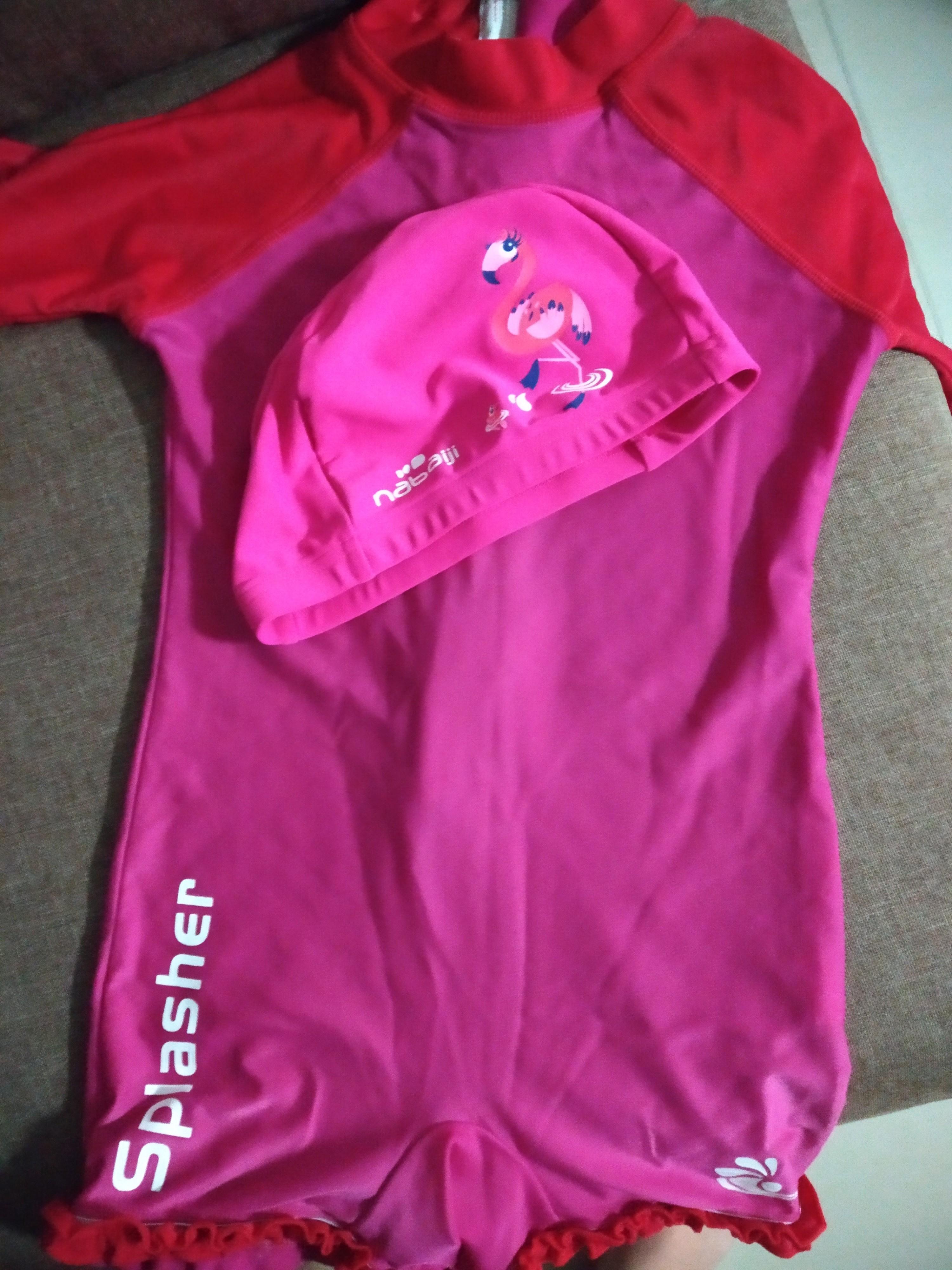 baby swimsuit with swim cap