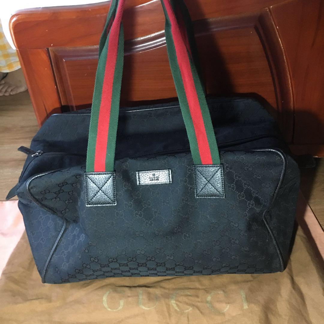 Gucci Black GG Canvas Collapsible Carry On Duffel Bag