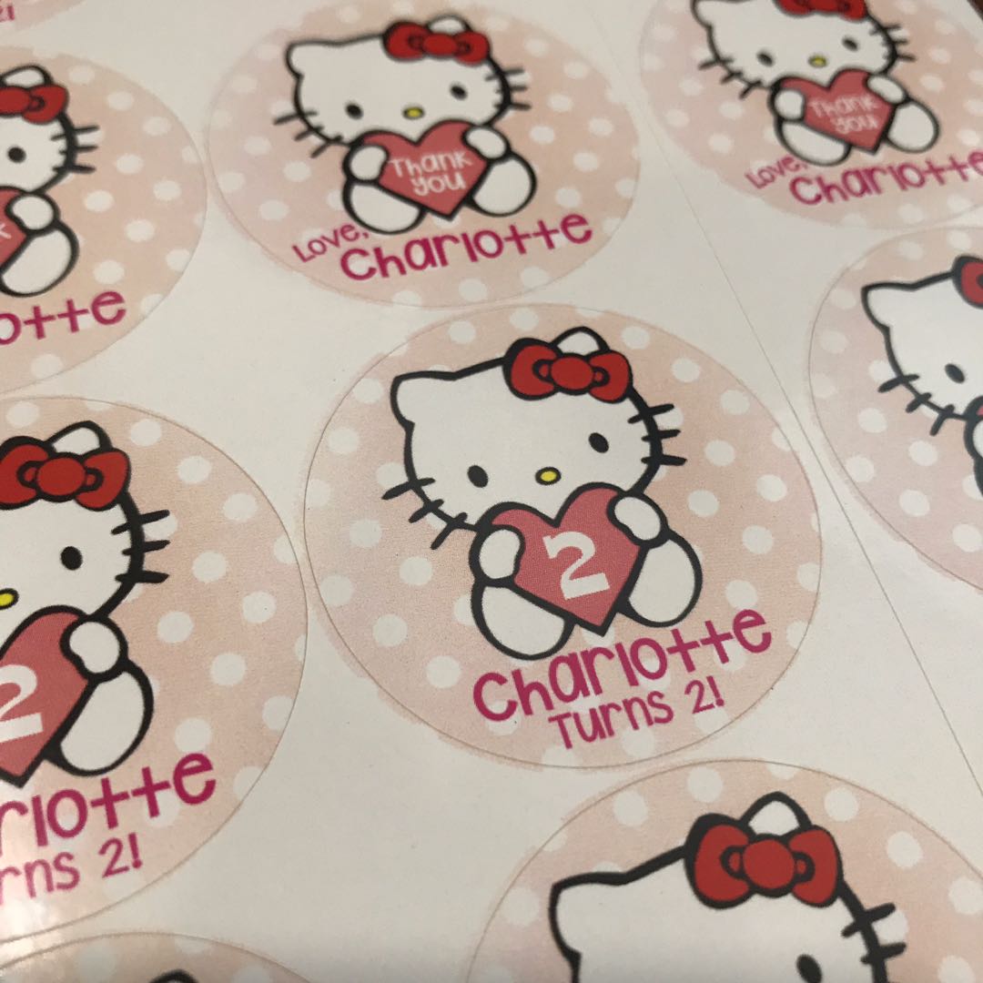 Hello kitty sticker label for birthday party goodie bag favor ...